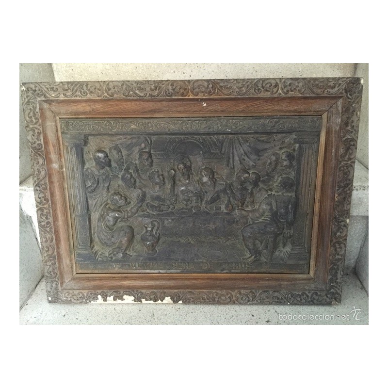 ULTIMA CENA. PLANCHA DE BRONCE PLATEADO.