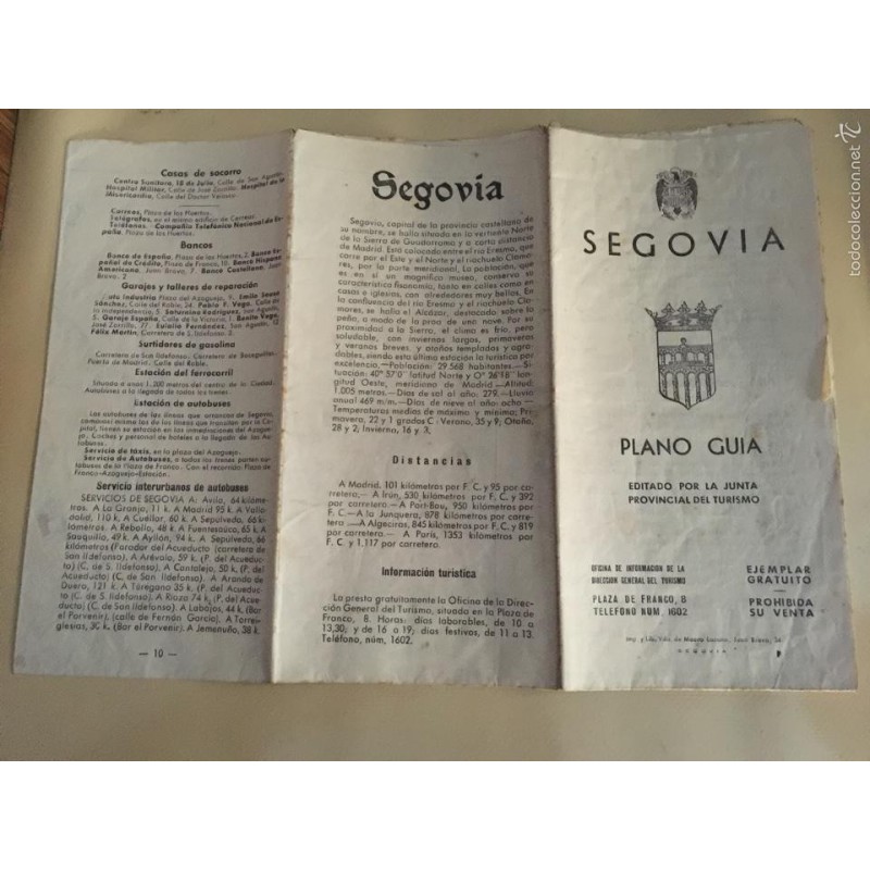 PLANO GUIA DE SEGOVIA - EDITADO POR LA JUNTA PROVINCIAL DEL TURISMO