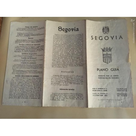 PLANO GUIA DE SEGOVIA - EDITADO POR LA JUNTA PROVINCIAL DEL TURISMO