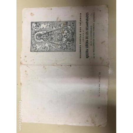 VALENCIA. PROGRAMA DEL 75 ANIVERSARIO NUESTRA SEÑORA DE LOS DESAMPARADOS. AÑO 1960.