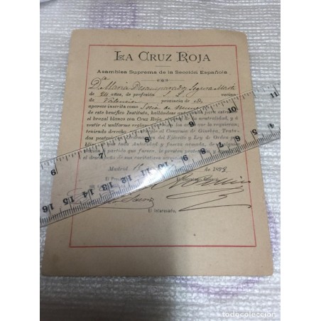 CRUZ ROJA. ASAMBLEA SUPREMA ESPAÑOLA. AÑO 1898.