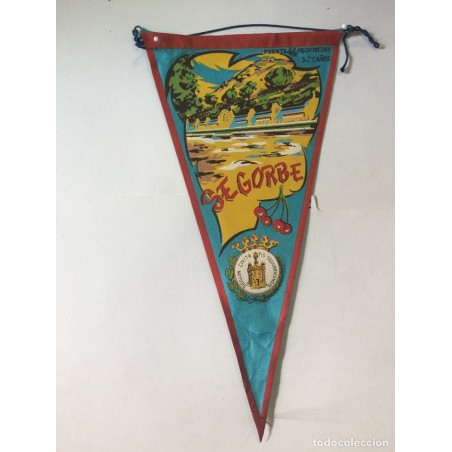 SEGORBE. BANDERIN SEDA ANTIGUO. FUENTE DE LOS 50 CAÑOS. CON El ESCUDO.