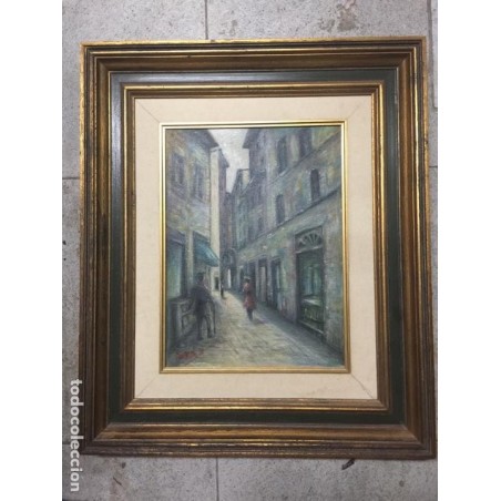 OLEO SOBRE LIENZO ANTIGUO. IMAGEN DE FLORENCIA VIA DEI CAVALIERI. SIN IDENTIFICAR FIRMA