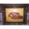 LUCIA VAQUERO PRIETO. OLEO ACRILICO SOBRE TABLA. CESTA DE FLORES.FIRMADO LUCIA.