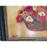 LUCIA VAQUERO PRIETO. OLEO ACRILICO SOBRE TABLA. CESTA DE FLORES.FIRMADO LUCIA.