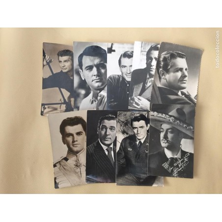 ARTISTAS DE CINE. 9 POSTALES ORIGINALES RARAS. ANTIGUAS AÑOS 1950.