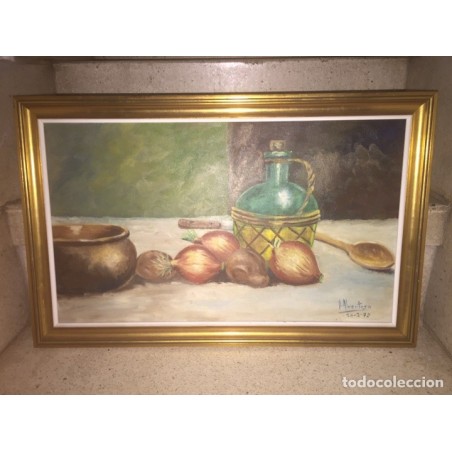 OLEO SOBRE LIENZO. BODEGON. FIRMADO J. ALVENTOSA.