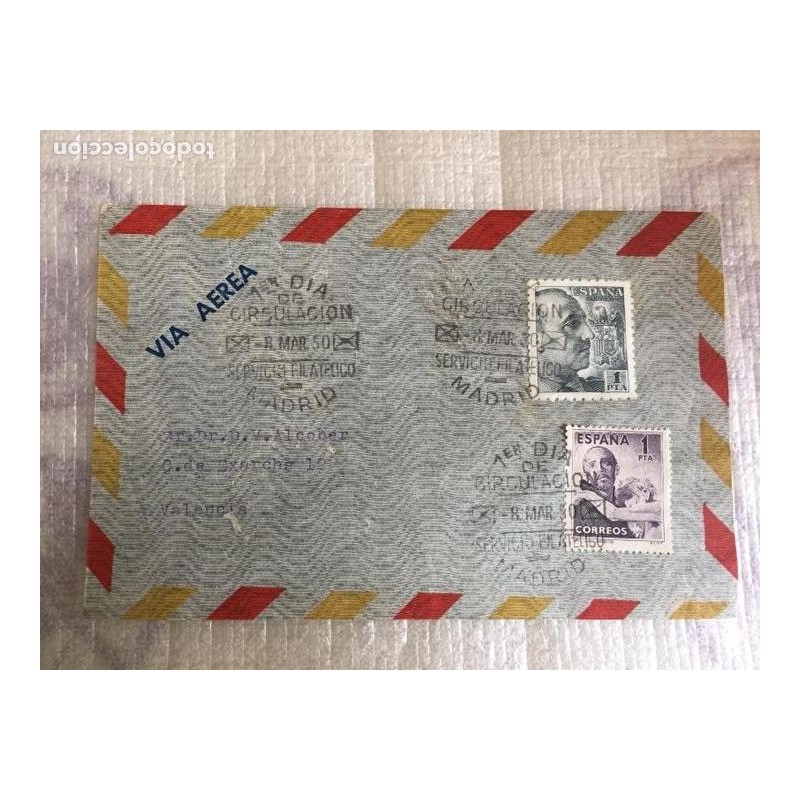 FILATELIA. SOBRE 1 DIA. 8-3-1950. DR. VICENTE CASTAÑEDA ALCOVER. FILATELIA. SOBRE 1 DIA. 8-3-1950. DR. VICENTE CASTAÑEDA ALCOVER.