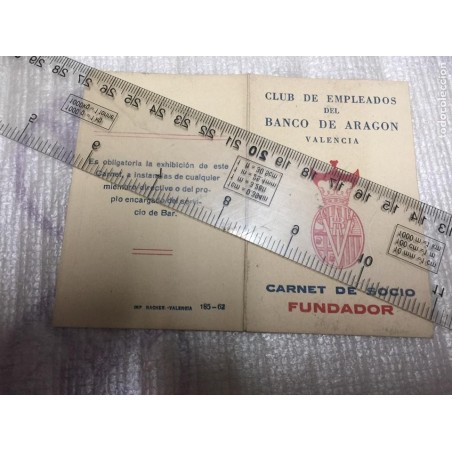 BANCO DE ARAGON. CARNET SOCIO FUNDADOR. AÑO 1962.