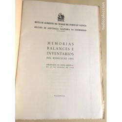 MUTUA DE ACCIDENTES DEL TRABAJO DEL PUERTO DE VALENCIA-M.A.T.P.V.-EJERCICIO AÑO 1951.