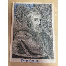 PLUMILLA GREGORIO XIII SACADA DEL LIBRO REVOLUCIÓN RELIGIOSA. FIRMADO J. BELDA.JUAN BELDA Y MORALES.