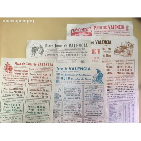 7 CARTELES PLAZA DE TOROS VALENCIA. DESDE 1969 AL 1986.