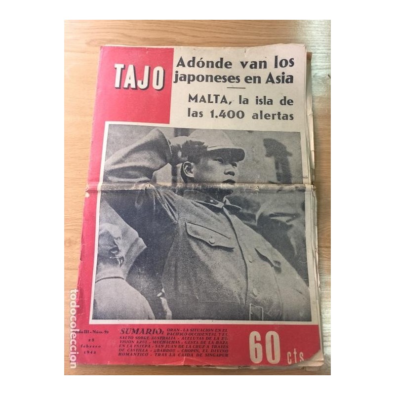 TAJO.PERIODICO DE LA 2ª GUERRA MUNDIAL. N°92. FEBRERO AÑO 1942. TAJO.PERIODICO DE LA 2ª GUERRA MUNDIAL. N°92. FEBRERO AÑO 1942.