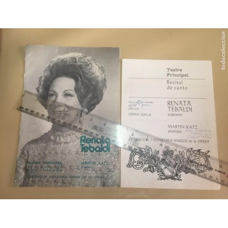 RENATA TEBALDI. ACTUACIÓN EN TEATRO PRINCIPAL DE VALENCIA. AÑO 1974. 3 TOLLETOS PROGRAMA DE OPERA.