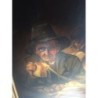 OLEO SOBRE LIENZO. SIGLO PASADO. CAZADOR EN TABERNA. FIRMADO ANTON.