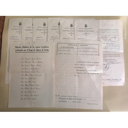 VALENCIA. JUNTA MUNICIPAL DEL CENSO DE VALENCIA. 8 FOCUMENTOS. AÑO 1951.