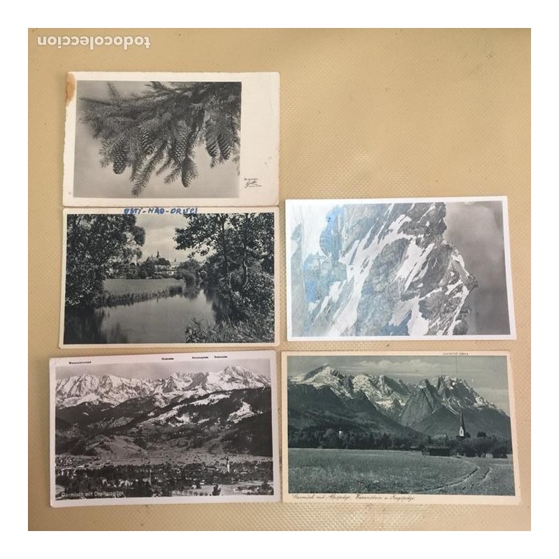 ALEMANIA NAZI. 5 POSTALES. 4 CON SELLO HITLER. 1 CON SELLO NAZI.