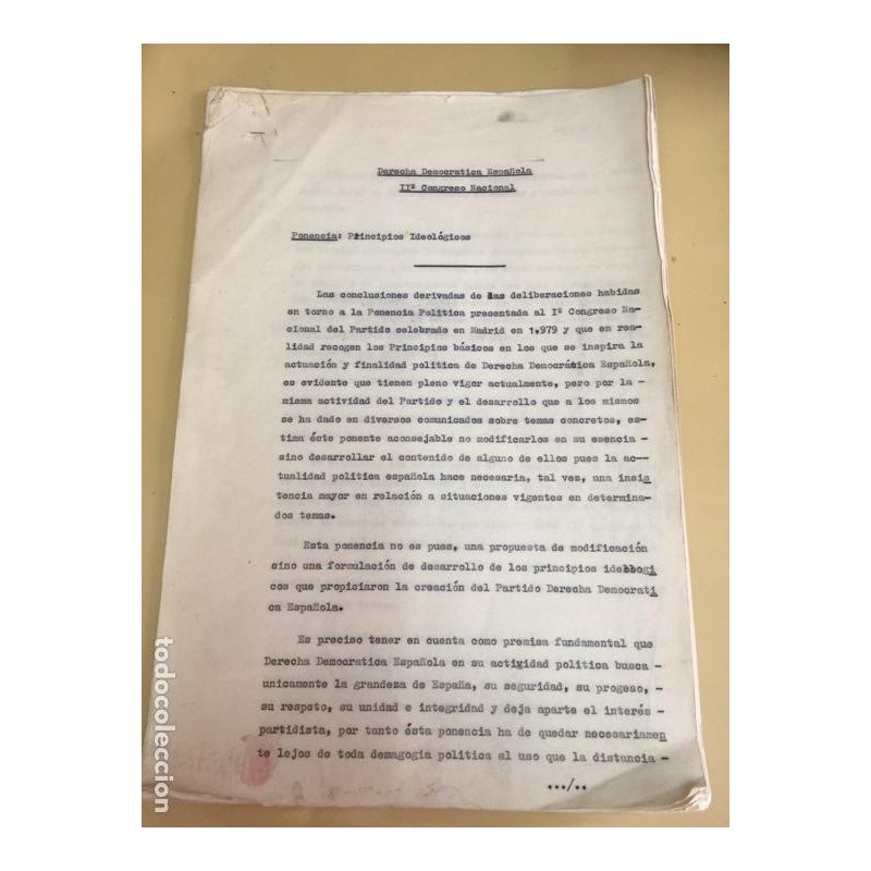 DERECHA DEMOCRÁTICA ESPAÑOLA.DISCURSO 2°CONGRESO NACIONAL POR FEDERICO SILVA MUÑOZ EXMINISTRO FRANCO