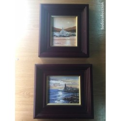SITGES. BARCELONA. 2 OLEOS SOBRE TABLA. FIRMADO CARTAÑA.