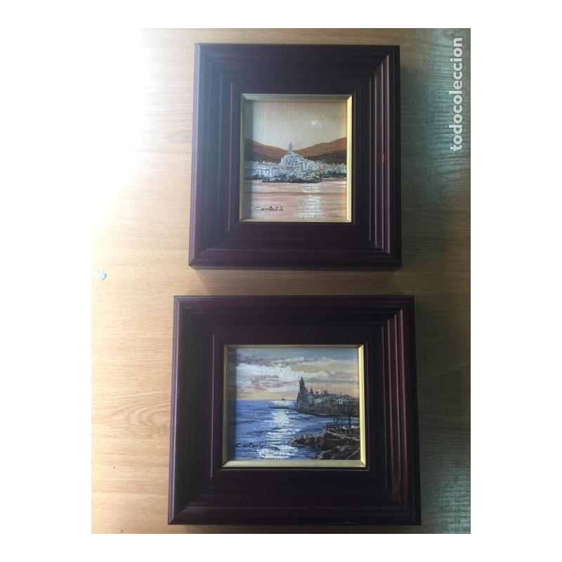SITGES. BARCELONA. 2 OLEOS SOBRE TABLA. FIRMADO CARTAÑA.