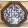 MEDICINA. FARMACIA. CUADRO CERAMICA ANTIGUO EXAGONAL. HECHO A MANO. 5 PIEZAS.