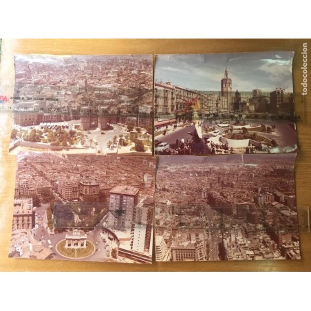 VALENCIA. 4 FOTOS ORIGINALES PANORAMICAS AEREAS ANTIGUAS.