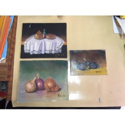 OLEOS SOBRE TABLA. FIRMADO AMADO.