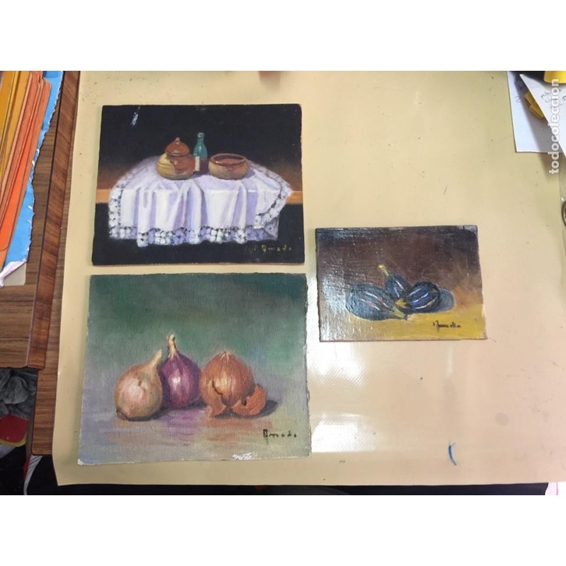 OLEOS SOBRE TABLA. FIRMADO AMADO.