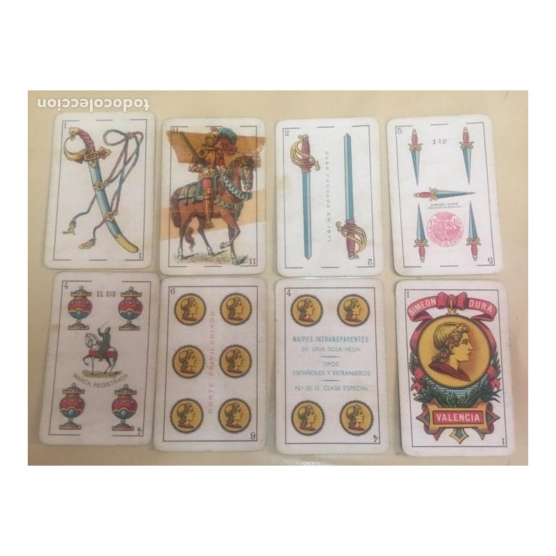 BARAJA CARTAS SIMEON DURA DE VALENCIA. EL CID. ELABORADO EN ESPAÑA. TIMBRE 1,25 PTS. 40NAIPES.