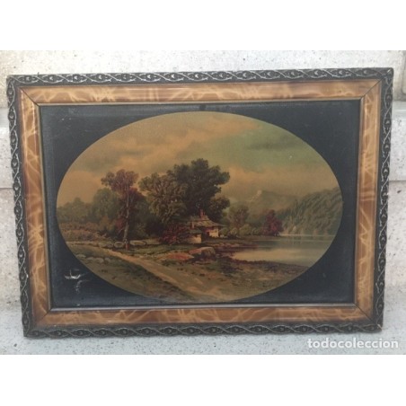 PINTURA PAISAJE SOBRE CHAPA.