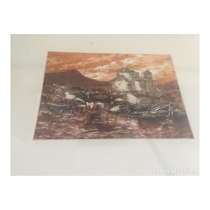 PLUMILLA ORIGINAL. NUNERO 30 DE 250. ENMARCADO. FIRMADA MARTINEZ.
