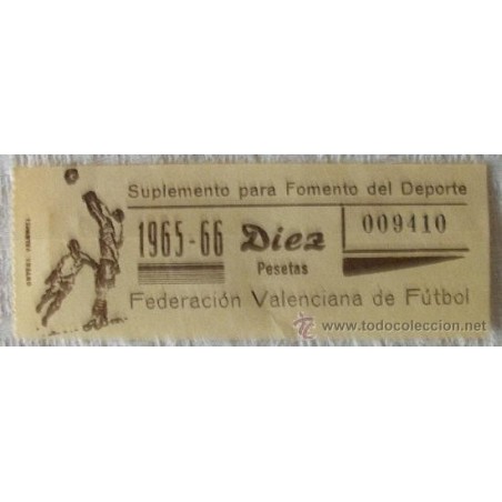 FUTBOL -ENTRADA FEDERACIÓN VALENCIANA. AÑO 1955-1956.