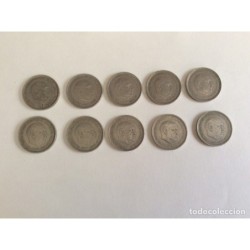 NUMISMATICA. 10 MONEDAS DE FRANCISCO FRANCO.50 PESETAS. AÑO 1957