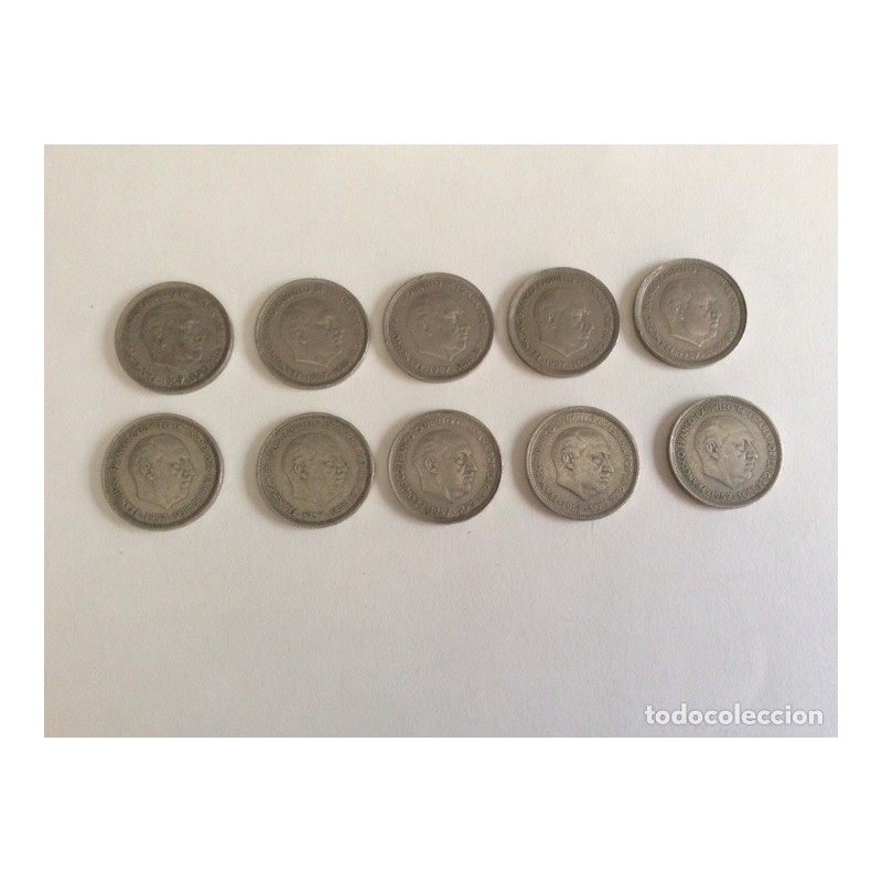 NUMISMATICA. 10 MONEDAS DE FRANCISCO FRANCO.50 PESETAS. AÑO 1957