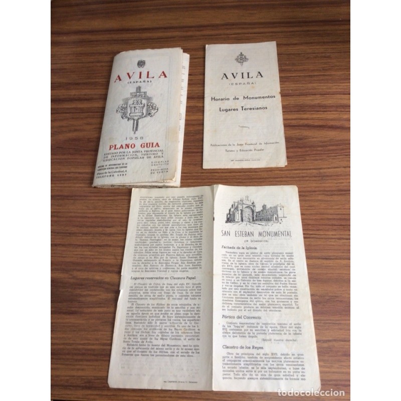 PLANOS DE ÁVILA Y GUIA TURÍSTICA MONUMENTOS. AÑOS 50.