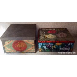 GALLETAS MARIA Y FONTANEDA. DOS CAJAS DE CHAPA ANTIGUAS.