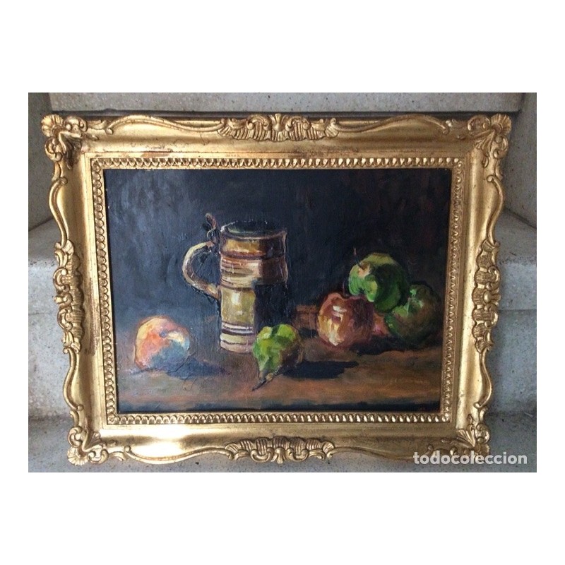 ÓLEO BODEGÓN EN TABLA. FIRMADO.