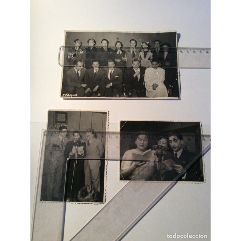 RADIO NACIONAL DE ESPAÑA-EMISORA DE VALENCIA-3 FOTOS ORIGINALES LOCUTORES FAMOSOS DE RADIO.AÑOS 50.